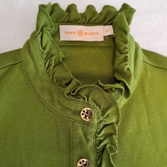 Tory Burch Green Ruffled Top Size XS - Picture 2 of 3